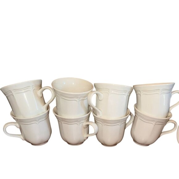 Set Of 8 Mikasa French Countryside Ivory Coffee/Tea Mugs 8 Oz Dishwasher & Micro - Picture 2 of 9